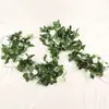 Colhendo Videira de Flor Artificial Verde Rosa de Múltiplas Cabeças Rattan Flor Falsa Flor de Seda Rattan de Tubo de Água Decoração de Arco de Casamento Decoração Enrolada