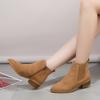Botas Martin de gamuza planas de tubo corto de comercio exterior europeo y americano para mujer, botas de otoño de gran tamaño con cremallera lateral y tacón grueso puntiagudo, estación independiente
