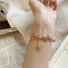 2024 Pulsera de la Suerte con Citrino Amarillo y Cuarzo Fresa para Atraer Dulce Riqueza, Diseño Versátil de Nicho, Joyería para la Mano