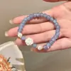Pulseira de Camélia Água-Marinha Design de Nicho Feminino Melhor Amiga Aparência Sofisticada Festa de Estudantes Casal com Contas Pulseira de Melhor Amiga