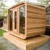 Atacado de Fábrica para Exterior Cúbica Vapor Seco e Úmido Madeira Maciça Sala de Sauna Fogão Elétrico Aquecimento Pedra de Sauna Sala de Vapor para 2-4 Pessoas