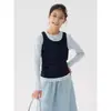 Conjunto de Roupa Camada Estilo Coreano para Meninas 2026 Primavera Novo Conjunto de Duas Peças com Colete Sem Manga e Camiseta de Manga Longa para Crianças
