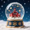 Castillo Europeo Personalizado Edificio Bola de Cristal de Resina Casa de Navidad Iluminación de Micropaisaje Nieve Caja de Música Adornos