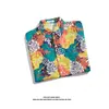 Camisa Floral Masculina de Manga Curta Yuppie Britânico Proteção Solar Havaiana Beira-Mar Camisa de Seda de Gelo Jaqueta Vintage Vintage