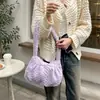 Bolsa transversal pequena de pelúcia estilo macaron transfronteiriça, bolsa com textura de pelúcia para carregar itens pequenos, bolsa de ombro, dropshipping