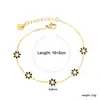 Pulseira Cruzada Europeia e Americana Flor de Sete Pétalas Estilo Ins Fresca e Doce Acessório de Mão Floral Pulseira de Aço Inoxidável Banhada a Ouro 18K