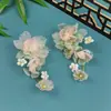 Nuevos Accesorios para el Cabello Estilo Antiguo Chino Hanfu, Diseño Original, Hecho a Mano Pura y Exclusivamente, Pasador Floral Verde Degradado, Accesorios para el Cabello Hanfu