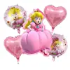Novo Jogo de Desenho Mario Princesa Peach Festa de Aniversário Layout Balão Decorativo de Filme de Alumínio Conjunto Atacado