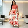 Vestido Novo Temu Amazon Transfronteiriço com Toque de Luxo, Decote V, Emagrecedor, Estampa Elegante, Fenda, Vestido de Verão Sexy para Mulheres