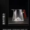 Juego de té con un mango alto de madera, diseño con vista a la montaña, taza creativa, taza de té kung fu, vaso de gran capacidad, base cuadrada de silicona, estilo simple