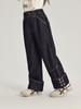 Jeans para Niñas Pudding Haru 2025 Primavera Retro Lavados Jeans para Niñas con Diseño de Dobladillo Enrollado Pantalones Largos
