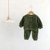 Traje de Niña para Primavera y Otoño Ropa de Bebé Estilo Occidental Personalidad del Bebé Marca de Moda Comercio Exterior INS Sudadera con Estampado de Leopardo Celebridad de Internet Pantalones Deportivos