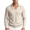 Sudadera de Hombre Amazon Otoño Peso Pesado Solapa Cuello en V Profundo Deporte Manga Larga Color Sólido Casual Diaria Versátil Camisa POLO