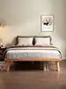 Cama de Madera Maciza sin Cabecero, Cama Tatami, Cama Flotante de Madera de Haya, Cama Plana Minimalista Moderna, Cama Grande para Dormitorio, Personalizable