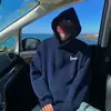 Sudadera Pesada con Capucha de Terciopelo Azul Marino para Hombre Primavera, Otoño e Invierno Marca de Moda Americana Holgada Casual Tops para Niños