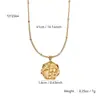Collar Colgante Redondo Estampado Moda Transfronteriza Europea y Americana Cadena de Clavícula de Acero Inoxidable Chapado en Oro de 18 Quilates de Alta Gama para Mujer