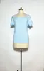 Spot wish Amazon quente europeu e americano gola V costura manga curta renda casual solta camiseta para mulheres