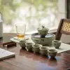 Juego de Té de Bambú Pintado a Mano Estilo Antiguo Dinastías Tang y Song, Juego de Té Completo para Té Gongfu, Juego en Caja de Regalo para Uso en Sala de Té