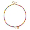 Collar con Colgante de Concha de Letra de Acero Inoxidable Corazón Cuentas de Arroz de Vidrio Multicolor Joyería Transfronteriza al por Mayor para Mujeres