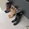 Botas altas plisadas con cordón y punta redonda 2026, adelgazantes, con diseño interior para aumentar la altura, botas ajustadas y botines, nueva colección de otoño para mujer