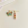 Aretes de flor goteando aceite pintados a mano para mujer aretes retro franceses de alta gama aretes de pintura al óleo de estilo nacional nuevos aretes chinos
