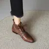 Botines Casuales de Piel Suave con Suela Suave, Punta Fina, Estilo Retro, Cordones, Tobillo, para Mujer, Novedad Primavera Otoño 2026, Botas de Moda