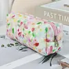 Bolsa de Maquiagem Grande Capacidade Estilo Ins com Estampa de Laço de Tecido, Estojo de Papelaria Minimalista de Nicho, Estojo de Lápis