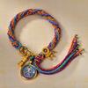 Cuerda de Mano Xizang Tejida a Mano Recurrente Cuerda de Mano Pequeña Pulsera Thangka Cuerda Thangka Dios de la Riqueza Madre Verde Zakilam