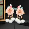 Grampo de flor de veludo para Ano Novo estilo antigo clipe de fada acessórios de cabelo clipe doce acessórios de cumprimento de Ano Novo para meninas cocar Hanfu infantil