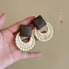 Pendientes de Flor Trenzada Estilo Resort para Mujer, Pendientes de Playa Estilo Bohemio, Pendientes Dopamina Adecuados para el Verano