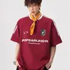 Camiseta Pesada de Manga Corta con Estampado de Letras y Tres Rayas Estilo High Street Americano para Hombres y Mujeres, Top Trendy de Verano para Parejas