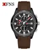 Marca OFNS Amazon Moda Caliente Tendencia Reloj de Calendario Simple para Hombre Deportivo Resistente al Agua Tres Ojos Seis Manecillas Reloj de Cuarzo para Hombre