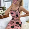 Verano Más Vendido Nuevo Moda Carta de Amor Estampado Sling Falda Ajustada para Ropa de Exterior Ropa para el Hogar