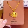Pingente de Cabacinho Ruyi Fosco Estilo Antigo Banhado a Ouro em Latão, Colar Minimalista de Moda de Nicho, Cor Duradoura, Joias Douradas com Acabamento Jateado