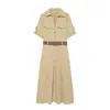 ZR Comércio Exterior Atacado Transfronteiriço 2026 Nova Moda Feminina Europeia e Americana Vestido Camisa Elegante com Gola e Cinto