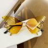 Gafas de sol de diamante sin montura con forma de mariposa nuevas 2023 para mujer, moda europea y americana, personalidad, gafas de sol exageradas, baile