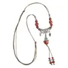 Collar de Cerámica Estilo Étnico Retro Joyería Diseño de Nicho Cadena para Clavícula Versátil Cadena Tejida para Suéter Lujo Ligero Sensación de Alta Gama