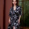 Camisola estampada transfronteiriça feminina verão sexy gelo seda manga média plus size roupão de seda vestido de noiva manhã fabricantes atacado