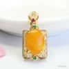 Pingente Natural de Âmbar Guan Yu Amarelo Óleo de Frango Cera de Abelha Branca Pingente em Branco Colar Joias Atacado Dropshipping S4102205L