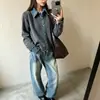 Suéter de punto casual para mujer, estilo japonés y coreano, otoño/invierno 2026, nuevo cárdigan con cuello de mezclilla y diseño de dos piezas falsas