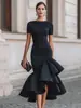 2026 Nueva Moda Femenina Transfronteriza Amazon Ajuste Delgado Elegante Dobladillo Asimétrico Vestido con Volantes
