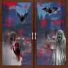 Decoração de Halloween Cenário de Vitrine de Shopping Ceifador Assustador Adesivo Eletrostático Manchas de Sangue Morcegos Adesivos de Vidro Atacado