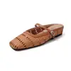 Sapatos Mary Jane Vazados Tecidos Femininos Raso Sapatos de Salto Baixo Primavera Verão Novo Bico Quadrado Fivela Única Bico Quadrado Salto Baixo Sapatos de Festa