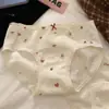 Braguitas de algodón puro con estampado navideño "Conejo de fresa roja" 10A, antibacterianas, de algodón puro, para mujer, de largo extendido.