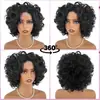 Pelucas Europeas y Americanas Transfronterizas para Mujer, Fibra Sintética Negra de Alta Temperatura, Frente de Encaje, Cabello Corto Rizado, Rizo Pequeño, Gorro