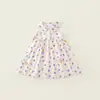 Vestido sin mangas para niña estilo verano 2026 con oso de dibujos animados y estampado floral, directo de fábrica, dulce atuendo de verano