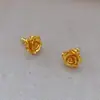 Brincos de Flor de Rosa de Moda Coreana e Japonesa com Design Plissado, Únicos e Compactos, Sensação de Alto Padrão, Pino de Prata 925, Versáteis para o Trabalho