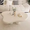 Mesa de centro con forma de nube para sala de estar, adecuada para espacios pequeños, color crema, moderna, diseño simple y moderno, mesa baja única, mesa de centro simple para interiores