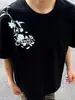 Camisetas Bordadas Florales de Manga Corta Estilo High Street Americano para Hombres y Mujeres, Marca Trendy de Verano, Camisetas Sueltas y Versátiles Estilo Retro para Parejas