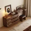 Nuevo Tocador de Madera Maciza con Espejo abatible estilo chino, Gabinete de Almacenamiento, Mesa de Maquillaje Retráctil de Alta Gama para el Pie de la Cama